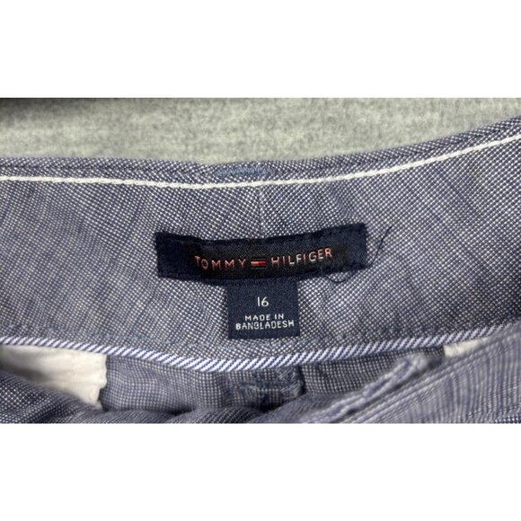 Tommy Hilfiger Womes Shorts 16 Blue Linen Blend Shorts - Picture 2 of 4